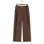 Women High-Waisted Cord Pants with Wide Leg and Pleats Fashion Glam