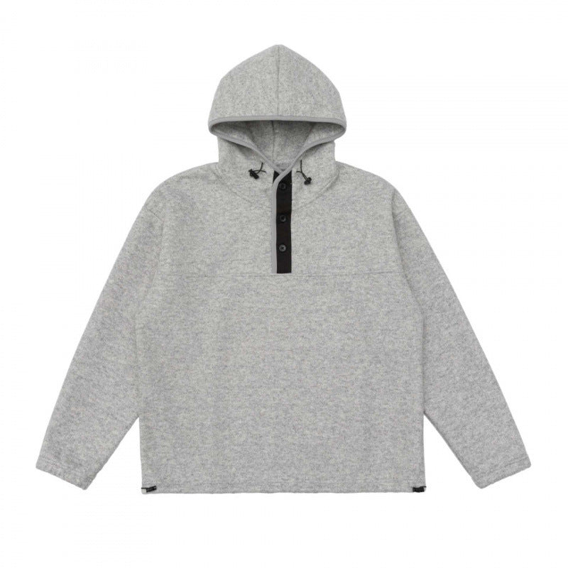 Unisex hoodie with button placket and soft fleece inner lining Fashion Glam