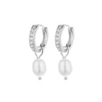 Ladies earrings with elegant zirconia decorations and pearl pendants Fashion Glam
