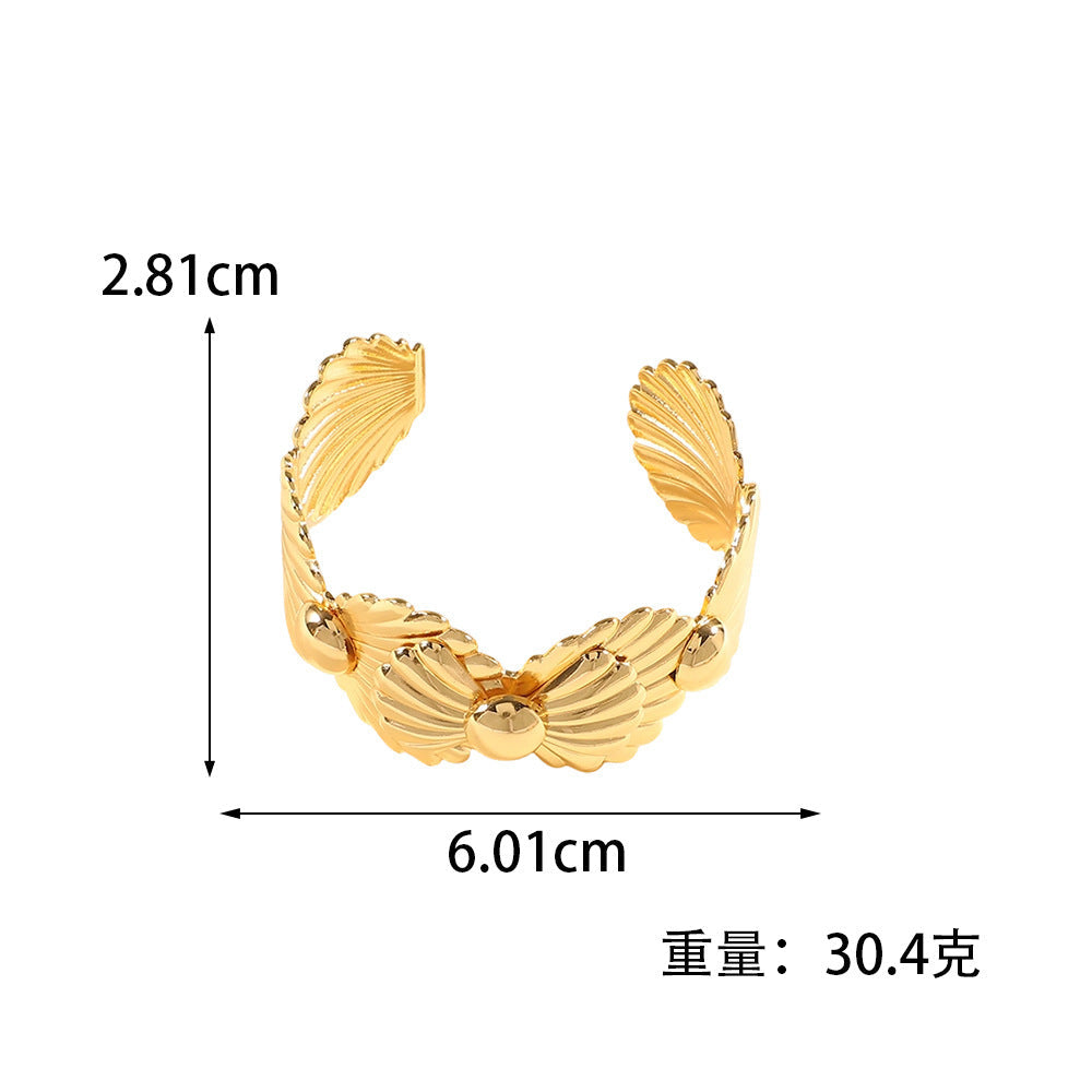 Ladies Open Bangle with Artistic Coral Pattern Fashion Glam