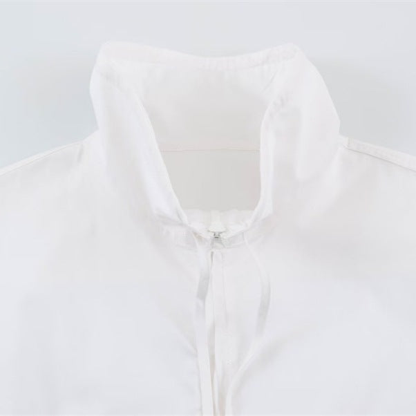 Women's lightweight adjustable windbreaker with stand-up collar, drawstring, and balloon sleeves Fashion Glam