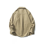 Men's Oversize Canvas Shirt Jacket with Cap Seams and Patch Pockets Fashion Glam