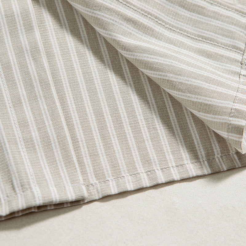 Men's Oversized Striped Shirt with Button Collar and Chest Pocket Fashion Glam