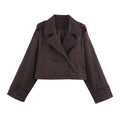 Women's Cropped Double-Breasted Trench Coat with Wide Lapels, Epaulettes and Boxy Cut Fashion Glam