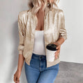 Women's Shiny Bomber Jacket Fashion Glam