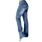 Women's high-waisted flared denim pants with sculpting fit and extended leg Fashion Glam