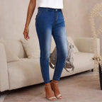 Women's High-Waist Skinny Jeans made of elastic Stretch Denim Fashion Glam