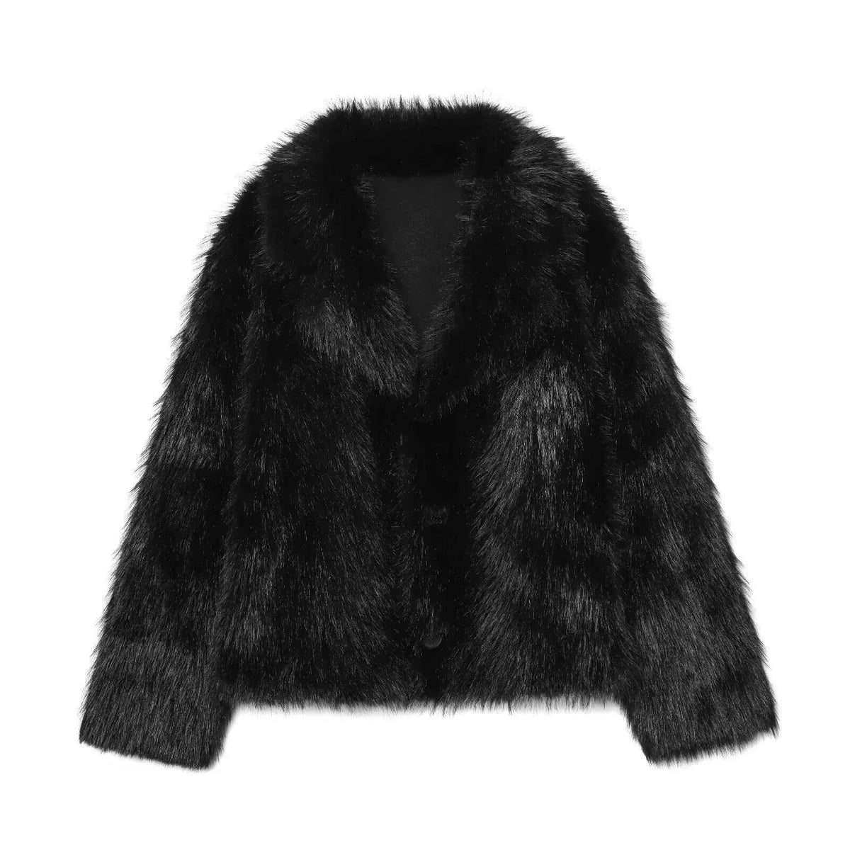 Women's Cropped Wool Blend Blouson with Voluminous Faux Fur Collar Fashion Glam