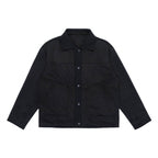 Unisex Boxy Transitional Jacket with Velvet Texture, Shirt Collar and Diagonal Insert Pockets Fashion Glam