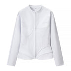 Women Sculptural Corset Blazer with Emphasized Waist and Zipper Fashion Glam