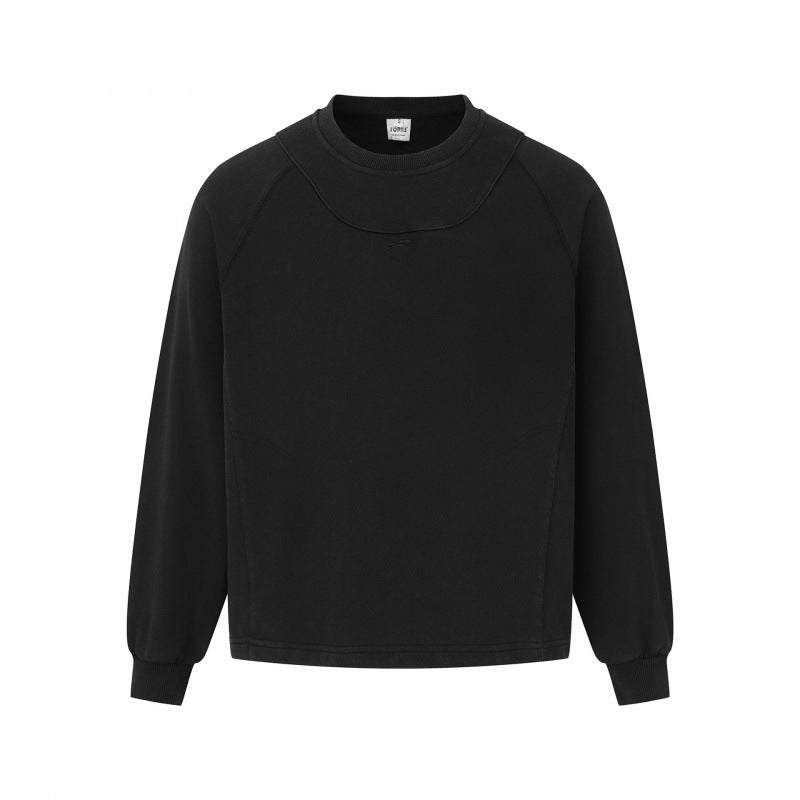 Unisex Boxy Sweatshirt with raglan sleeves, round neckline and decorative yoke Fashion Glam