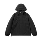 Unisex Short cut hoodie in technical outdoor style with drawstring, concealed front placket and adjustable cuffs Fashion Glam