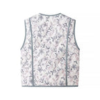 Women's Padded Quilted Vest with Floral Print and Side Pockets Fashion Glam