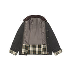 Men's Short Boxy Work Jacket made of sturdy canvas with cord collar and concealed snap button placket Fashion Glam