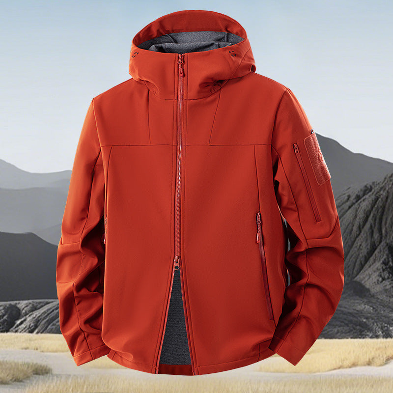 Men's wind and water-repellent softshell jacket with hood and tactical pockets Fashion Glam