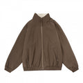 Men's Oversize Zip Jacket with Stand-up Collar, Teddy Fleece Lining and Elastic Hem Fashion Glam