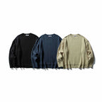Unisex Grob Ribbed Oversize Knit Sweater with Round Neck and Extended Hem Fashion Glam