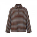 Unisex Long Sleeve Polo Shirt in Oversized Cut made from Cotton Jersey with Stripes and Henley Button Placket Fashion Glam