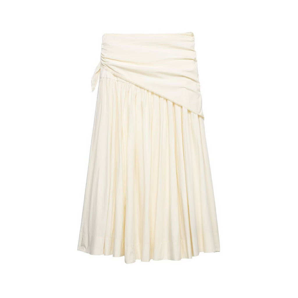 Ladies Maxi Skirt with Wrap Detail and Lace Trim Fashion Glam