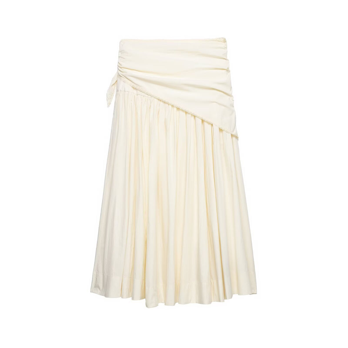 Ladies Maxi Skirt with Wrap Detail and Lace Trim Fashion Glam