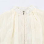 Women's sheer oversized bomber jacket made of lightweight satin organza with balloon sleeves Fashion Glam