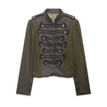 Ladies short jacket in military style with stand-up collar, decorative frog and epaulettes Fashion Glam