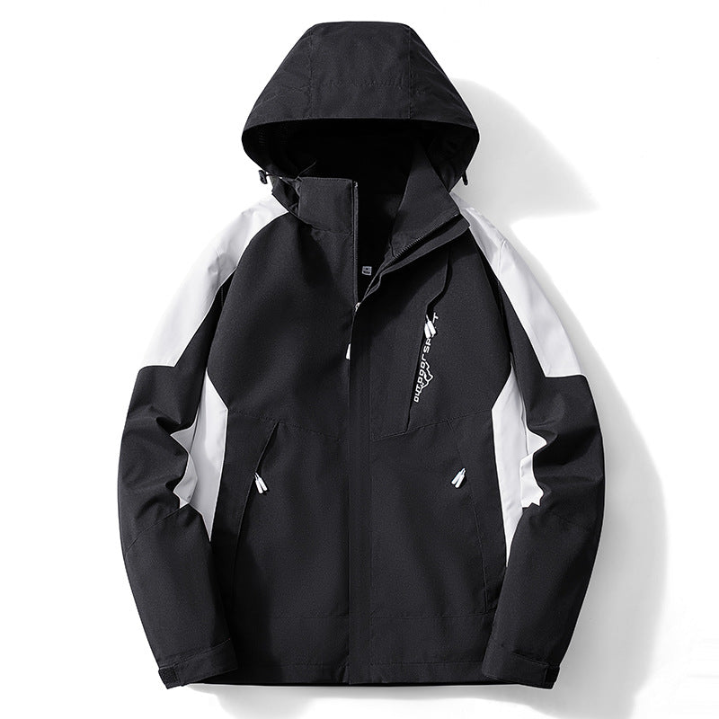 Men's Colorblock Softshell Trekker Jacket with Hood, Concealed Zippers and Side Pockets Fashion Glam