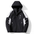 Men's Colorblock Softshell Trekker Jacket with Hood, Concealed Zippers and Side Pockets Fashion Glam