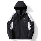 Men's Colorblock Softshell Trekker Jacket with Hood, Concealed Zippers and Side Pockets Fashion Glam