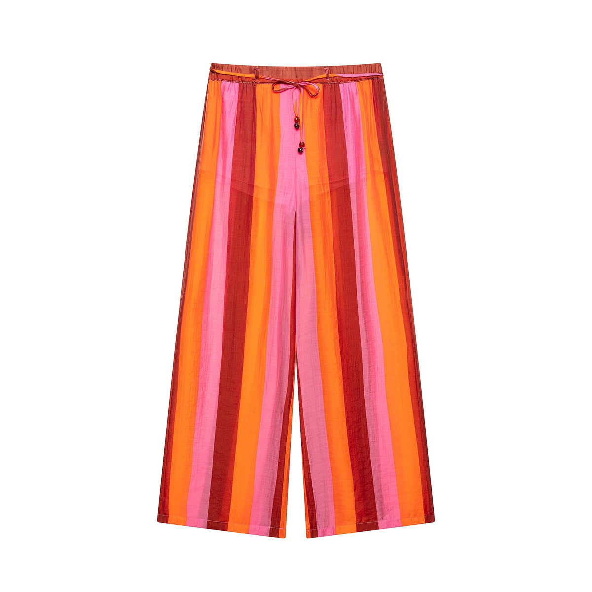 Women's Wide Culotte Pants with Drawstring Waist and Vertical Stripes Fashion Glam