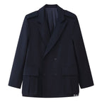 Women Double-breasted Field Blazer with large flap pockets and shoulder epaulets Fashion Glam