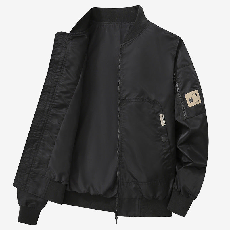 Men's Lightweight Bomber Jacket Made of Nylon with Arm Pocket and Ribbed Cuffs Fashion Glam