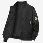 Men's Lightweight Bomber Jacket Made of Nylon with Arm Pocket and Ribbed Cuffs Fashion Glam