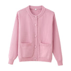 Women Oversize Knit Cardigan with Decorative Buttons and Patch Pockets Fashion Glam