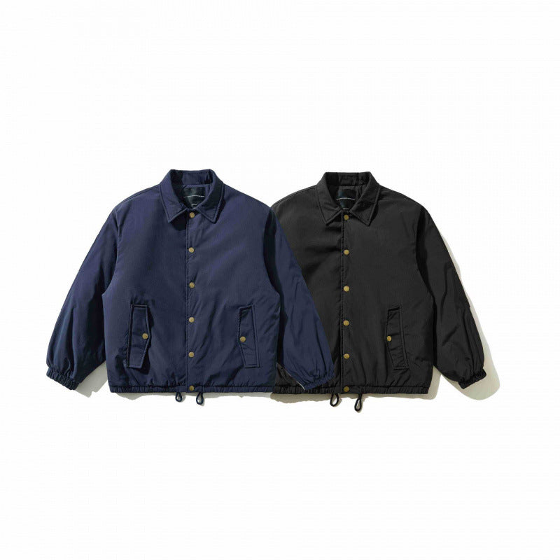 Men's short jacket in worker look with shirt collar, snap button closure and drawstring waistband Fashion Glam