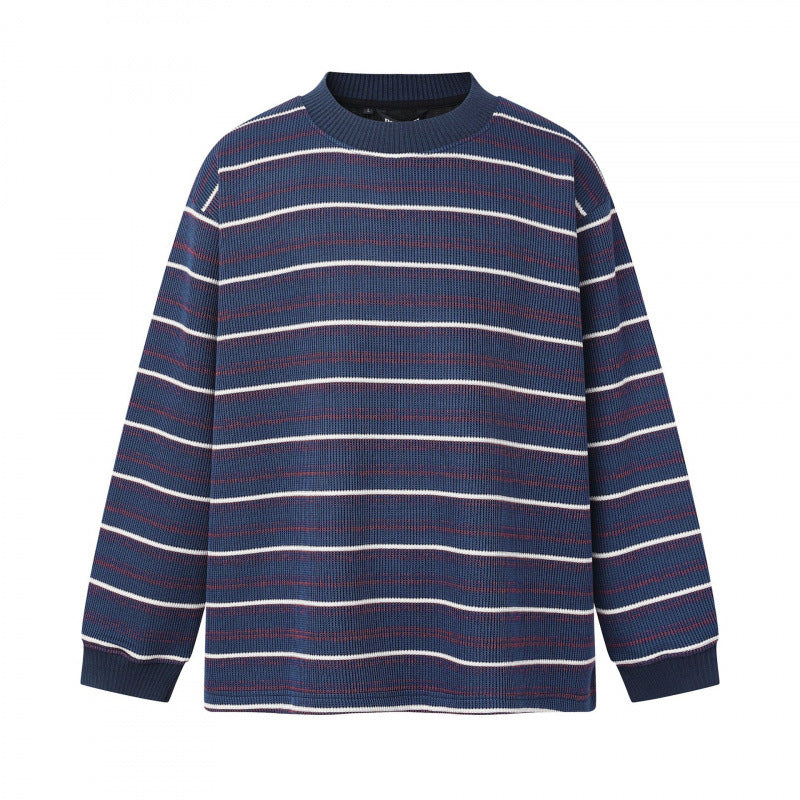 Unisex fine knit sweater in boxy cut with round neck and maritime stripes Fashion Glam