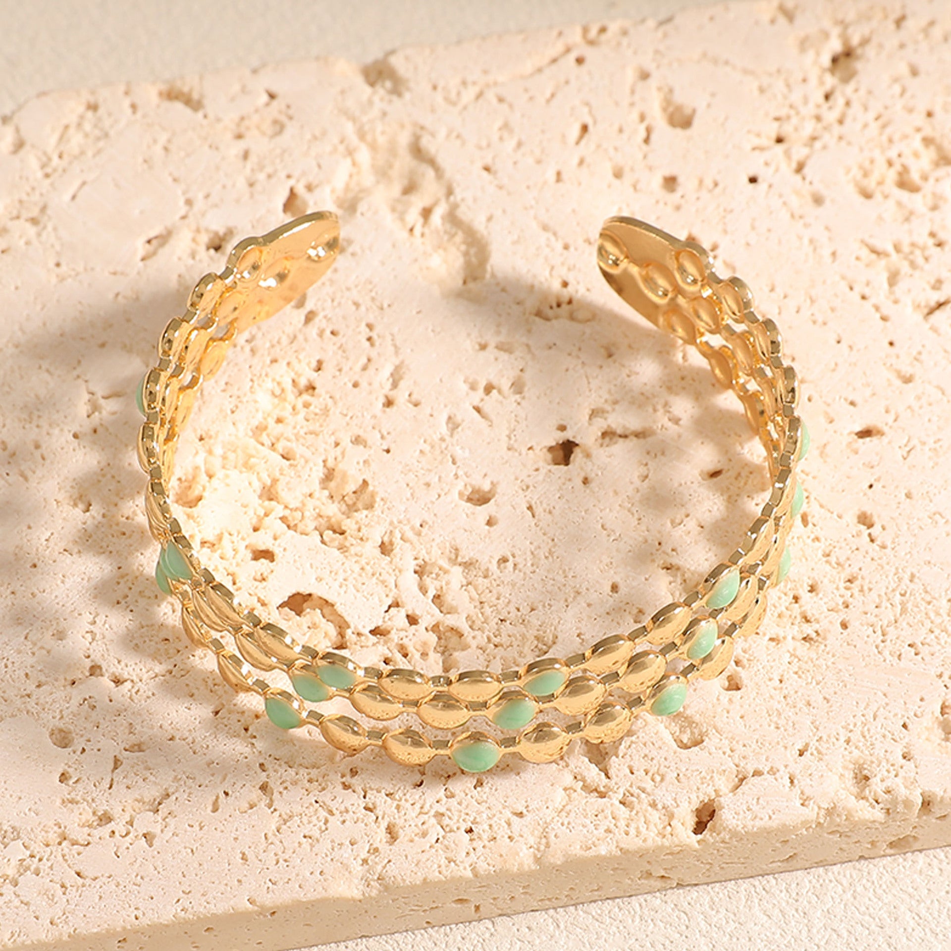 Women Open Bangle with Artistic Relief Design Fashion Glam