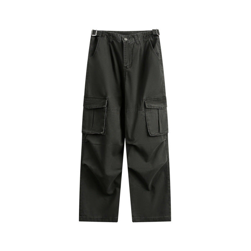 Men's Utility Cargo Pants with Wide Leg, Flap Pockets and Adjustable Waist Fashion Glam