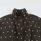 Women's Oversize Windbreaker with Dot Print, High Standing Collar and Elastic Hem Fashion Glam