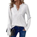 Ladies fine knit pullover with V-slit and casual silhouette Fashion Glam