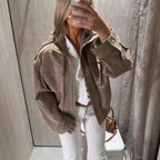 Women's field jacket with stand-up collar, shoulder flaps and elastic hem Fashion Glam