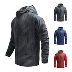 Men's Lightweight Geometric Windbreaker with Hood and Breathable Functional Material Fashion Glam