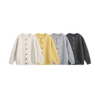 Women Buttoned Knitted Cardigan in Oversize Cut with Round Neck, Ribbed Cuffs and Contrast Buttons Fashion Glam