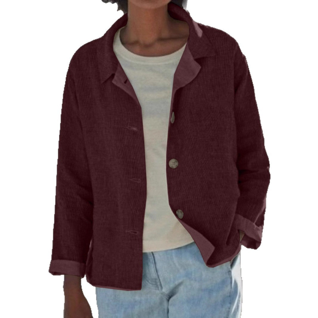 Women Lightweight and Casual Cotton Jacket with Buttoned Details Fashion Glam