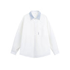 Unisex Loose-Fitting Cotton Shirt with Contrasting Checked Collar and Chest Pocket Fashion Glam