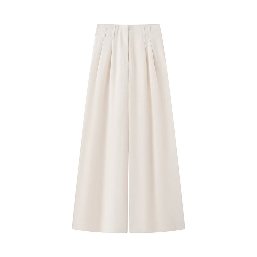 Women Two-piece ensemble consisting of fitted blouse with tie and high-waisted palazzo pants Fashion Glam