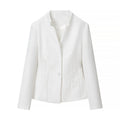Women's tailored short blazer with standing collar and floral tone-on-tone embroidery Fashion Glam