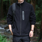 Men's fleece outdoor jacket with full zip, high collar, and water-repellent zip pocket Fashion Glam