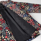 Women's boxy overcoat with stand-up collar, concealed button placket and multicolored all-over print Fashion Glam
