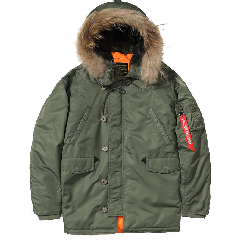 Men's Heavy Thermal Parka in Expedition Style with Faux Fur Hood and Multi-Pockets Fashion Glam